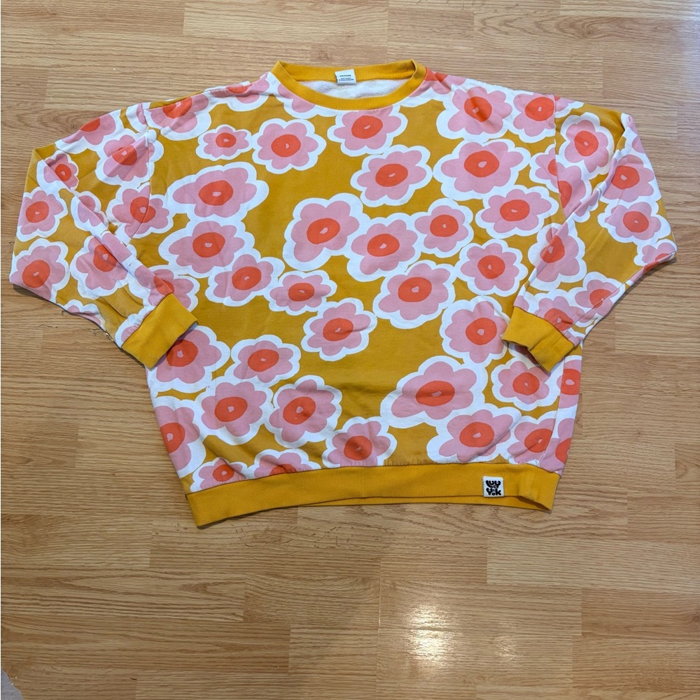Bright Floral Pullover by Lucy & Yak in Mustard, Coral & Pink